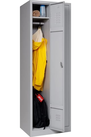 Metal Soyunma Dolabı 60x50x180cm, Elbise Dolabı, Kilitlenebilir Dolap, 2 Kapılı Dolap Gri