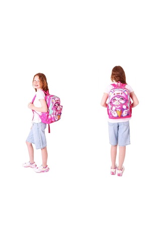 Kaukko Dondurma Yiyen Kedi Baskılı Kız Çocuk Okul Çantası Ve Thermo Beslenme Çantası Seti - Pembe L5250+l7250 Pembe