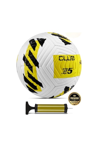 Sarı Yeni Desenli Futbol Topu 4 Astarlı No:5 480 Gr + Pompa Hediyeli X507 Sarı - Beyaz