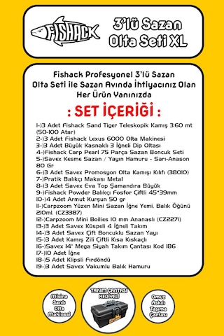 Tam Takım Sazan Olta Seti - 3'lü Set - Xl - 3.60mt/50-100gr