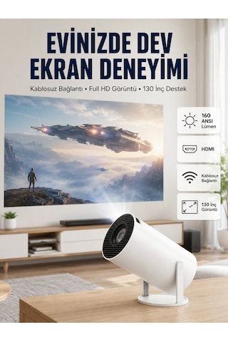 4k Uyumlu 130 İnç Full Hd Projeksiyon Cihazı Ve Kablosuz Aktarım Özelliği - Bayi Depom