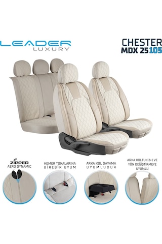 Volkswagen Cc Lüx Yarı Deri Oto Koltuk Kılıfı Ön Arka Takım Chester Bej