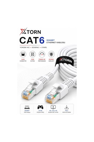 Torn Cat6 Ethernet Kablosu 30 Metre Rj45 Lan İnternet Modem Router Bilgisayar Kablosu