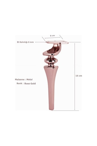 4 Adet Sintra Lüx Metal Ayak 16 Cm Mobilya Ayağı Rose Gold Çok Renkli