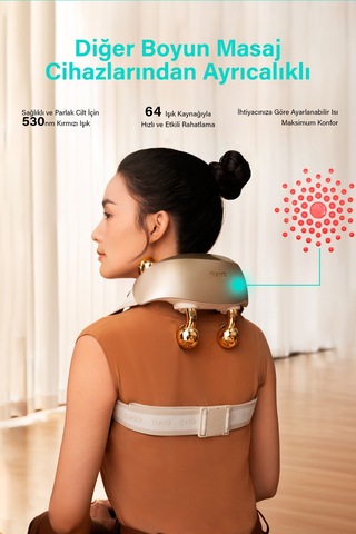 H7 Ultra-e Boyun Ve Omuz Masaj Aleti, Yoğurmalı, Shiatsu Masaj Terapisi, Fototerapi, Termoterapi Beyaz