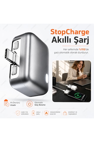 Nvg Akıllı Şarj Adaptörü Usb-c Otomatik Güç Kesme Şarj Koruyucu %100 Dolunca Şarjı Durduran Pil Koruma Aparatı Type-c Tüm Cihazlarla Uyumlu Telefon Araç