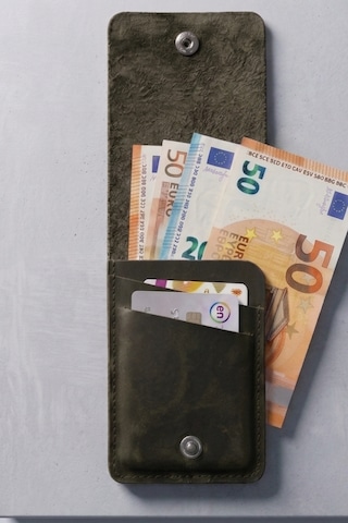 Luvo %100 Gerçek Deri El Yapımı 3 Bölmeli 9 Kart Kapasiteli Cüzdan Premium Kompakt Kartlık Koyu Yeşil