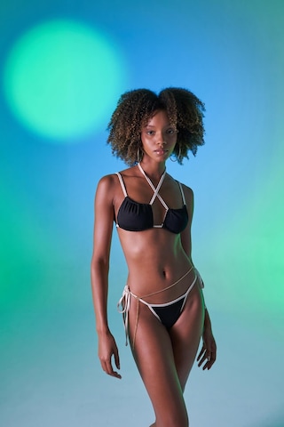 Holly Lolly Kontrast Biyeli Yüksek Bel Emma Bikini Altı Siyah
