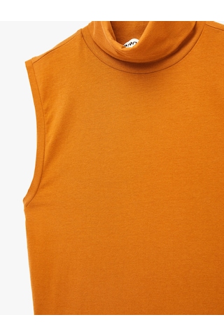 Koton Pamuklu Slim Fit Dik Yaka Kolsuz Bluz Kahverengi 6sak10046pk Kahve