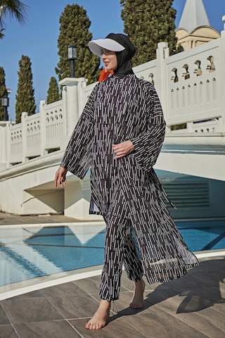 Remsa Mayo Remsa Tesettür Mayo Üzerine Tek Kaftan Kimono Pareo Rp006 Yasmin Siyah