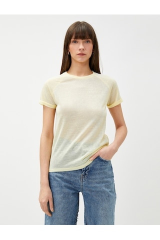 Koton Bisiklet Yaka Tişört Reglan Kol Sarı 3sak50384ek 3SAK50384EK161 Sarı