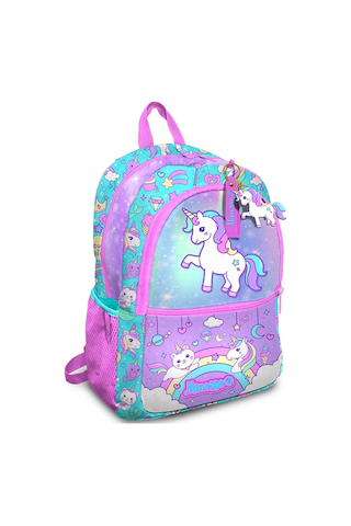 Simli Unicorn Desenli Kız Çocuk İlkokul Sırt Çantası 1007 Çok Renkli