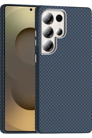 Goocamp Galaxy Uyumlu S25 Ultra Kılıf M-safe Şarj Özellikli Karbon Fiber Görünümlü Gros Kap Desert Titanyum