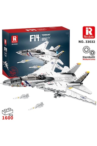 Reobrix 33032 F-14 Tomcat Jet Uçak Yaratıcı Yapı Blok Seti Building Blocks - 1600 Parça