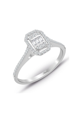 Modern Tasarım 0.25 Ct Baget Kare Tektaş Yüzük