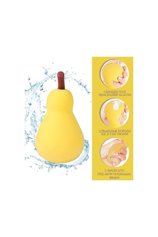 Caş Dekorasyon Pürüzsüz Dokulu 3'lü Armut Figürlü Makyaj Süngeri