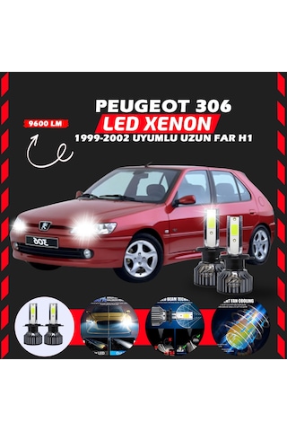 Peugeot 306 1999-2002 Uzun Far Uyumlu Şimşek Etkilii Led Xenon Pro Series H1