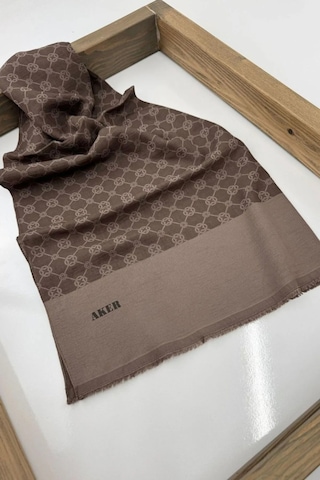 Aker Elegance Monogram Şal Kahverengi 1090100-931 Kahverengi