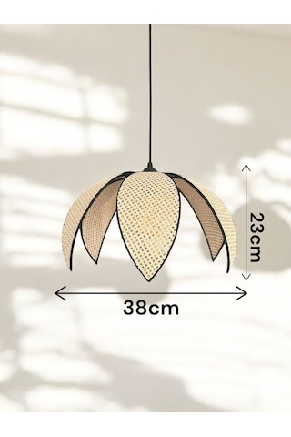 Modern Hazeran Görünümlü Yapraklı Çiçek Şeklinde Bohem Rustik Avize - Krem Krem