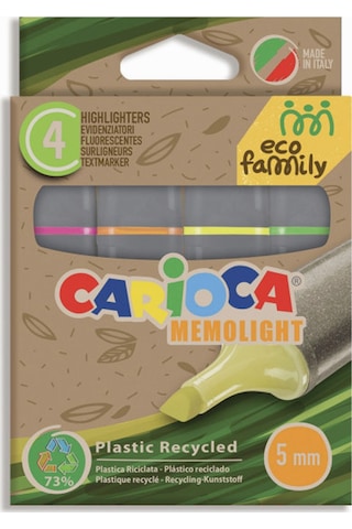 Carioca Eco Family Fosforlu Işaretleme Kalemi 4 Lü 4 Renk