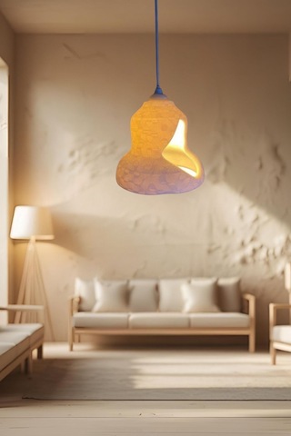 Rustik İskandinav Serisi Beton Görünümlü Sarkıt Çevre Dostu Avize Rustik Ampul Hediyeli Beyaz