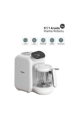 Xenon Smart 5'i 1 Arada Bebek Mama Robotu Buharlı Pişirici, Blender Ve Mama Hazırlama Makinesi X1010 Beyaz