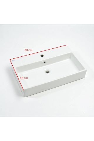 Ideal Standard - Tezgah Üstü Lavabo Batarya Delikli 70x42 Cm Beyaz - Z250801-