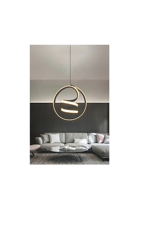 Helezon Modern Tekli Sarkıt Led Avize Antre - - Kumandalı / Siyah Siyah