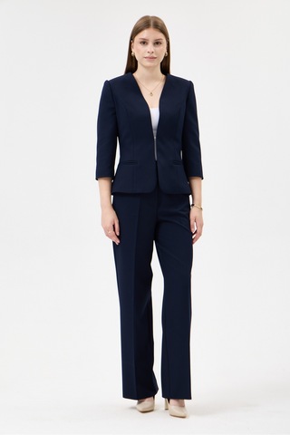 Velnara Moda Lacivert Zamansız Klasik Kadın Takım Elbise-v Yaka Ceket & Boru Paça Pantolon Lacivert - 927039466 Lacivert