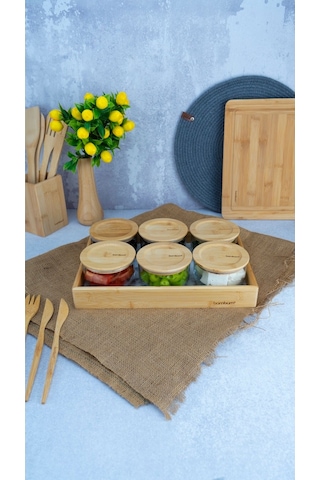 Bambum 13 Parça Duo Cam Kahvaltılık Mermer Desen B6137 Ahşap