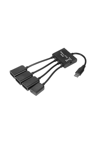 Maiyame Type-c Otg 3usb2.0 Arayüzü + Güç Kaynağı Arayüzü Çeşitli Ekipmanlara Uygun Tak Ve Çalıştır Taşınabilir Ve Küçük Siyah