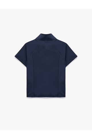 Koton Slim Fit Kolsuz Dik Yaka Fermuarlı Spor Tişört Lacivert 6sak10350nk