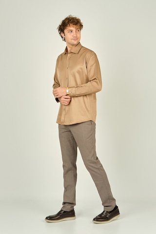 Figs Erkek Slim Fit Uzun Kollu Pamuklu Parlak Kumaş Gömlek 0013 Camel Camel