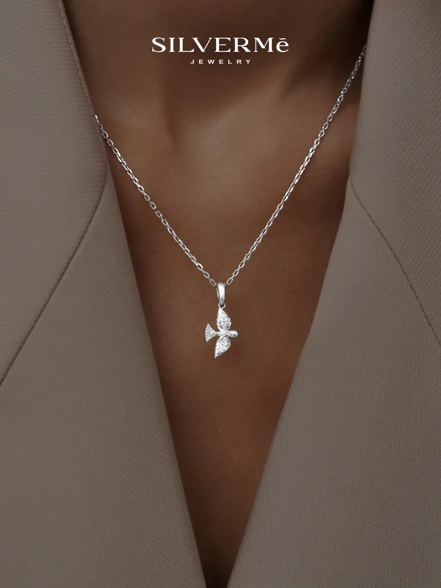 Sılverme 925 Gümüş Pırlanta Kolye Ucu Gümüş Kuş 175331527