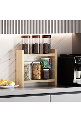 Dekorosso Lara Kahve Köşesi Rafı Mutfak Rafı Tezgah Rafı Safir