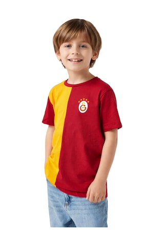 Galatasaray Parçalı Sarı-kırmızı 5 Yıldız Çocuk T-shirt Kırmızı - Sarı