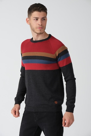 Alexandergardi Alexandergardı Bisiklet Yaka Çizgili Kazak E20-5105 Antrasit