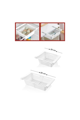 Dolap İçi Ayarlanabilir Askılı Raf, Buzdolabı Akordiyon Süzgeçli Saklama Rafı, Düzenleyici Organizer Beyaz