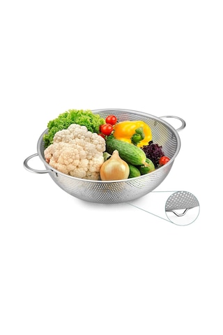 22cm Çift Kulplu Sepet Süzgeç Salata Süzgeci Meyve Süzgeci Makarna Süzgec - Paslanmaz Çelik Çift Kulplu 22cm Sep Genel