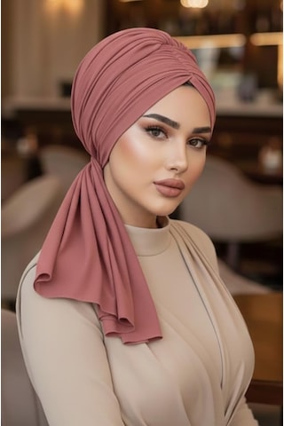 Aişe Tesettür Koyu Pudra Tokalı Abiye Bone Şal / Hazır Duvak Aişe Tesettür Koyu Pudra Tokalı Abiye Bone Şal / Hazır Duvak