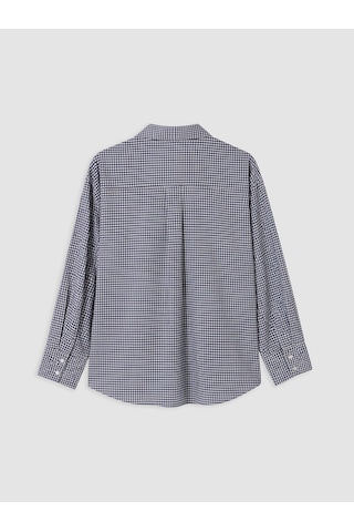 Lcw Modest Lacivert Cepli Ekose Oversize Kadın Gömlek