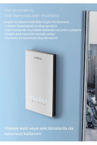 Merkezi Sistem Dijital Akıllı Şofben Büyük Boy Gri 12500w Banyo Ve Mutfakta Aynı Anda Sıcak Su