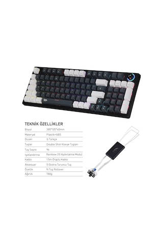 Gameagle Strike Plus MK-96X1ABB Mekanik Işıklı Blue Switch Gamer Oyuncu Klavye