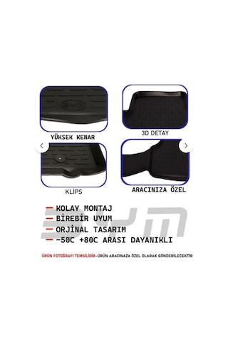 Honda Civic Fb7 2012-2016 Uyumlu 3d Havuzlu Oto Paspas Araç İçi Koruma Seti Kaymaz, Araca Özel