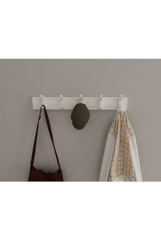 Hepsi3boyutlu Modern Duvar & Kapı Kanca Askılık - 5 Adet Beyaz Kanca Askılık - Model No : 2 Beyaz
