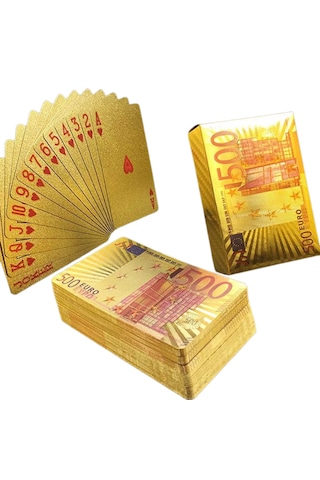 Schulzz BossVegas Euro Şeklinde Su Geçirmez PVC Altın İskambil