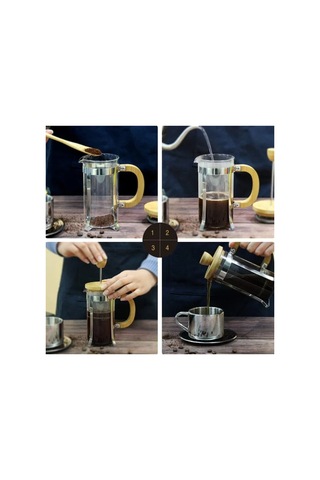 Ahşap Detaylı 600 Ml Cam French Press Hmngo48-ıeg4874d Çok Renkli Çok Renkli