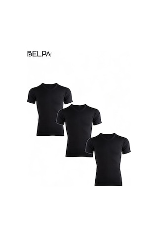 Belpa Ceylanoğlu Ribana Erkek V Yaka Yarım Kol Atlet 6'lı %100 Pamuk Siyah