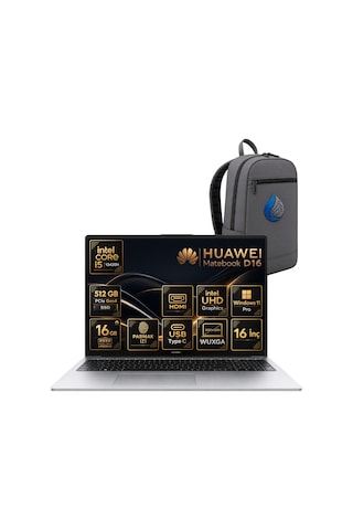 Huawei Matebook D16 MCLG-W5611DRNP02 i5-13420H16 GB 512 GB SSD 16'' W11P Dizüstü Bilgisayar