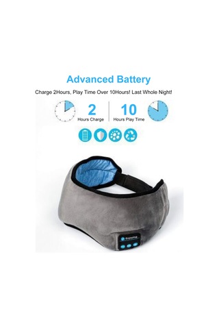 Hangfox Gri Kumaş-palşli Akıllı Uyku Maskesi, Bluetooth 5.0 İle Kablosuz Müzik Dinleme, 8 Saat Çalma Süresi, 2 Saat Şarj